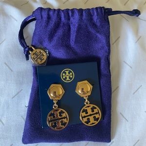 Tori Burch Circle Logo Gold Earrings